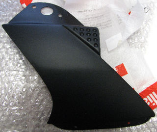 OEM Aprilia RH baffle, black plastic.  -#8178110