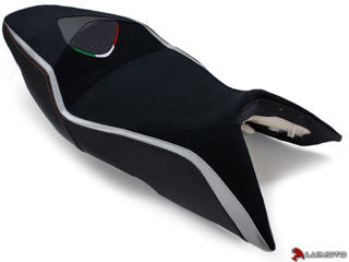 LuiMoto Seat Cover, Silver/Orange Stitch -Shiver