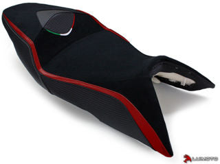 LuiMoto Seat Cover, Red/Silver Stitch -Shiver