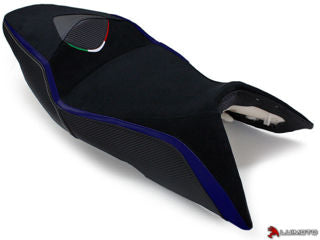 LuiMoto Seat Cover, Blue/Silver Stitch -Shiver