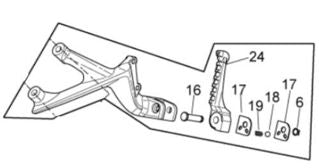 OEM Aprilia LH Pass Peg Assembly, BLK - 2B0058679 (ex 2B005867)