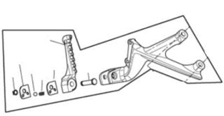 OEM Aprilia RH Pass Peg Assembly, BLK - 2B0058669 (ex 2B005866)