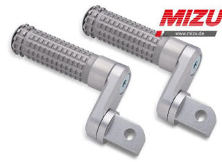 Mizu Germany 33mm Adjustable Lowering Footpegs, Silver - Mizu-409TT3310001
