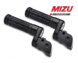 Mizu Germany 22mm Adjustable Lowering/Raising Passenger Footpegs, Black - Mizu-409SS2220042
