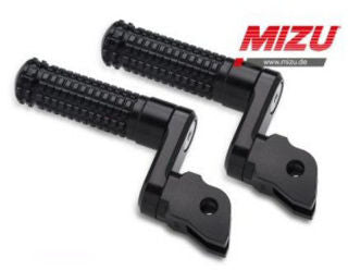 Mizu Germany 33mm Adjustable Lowering/Raising Passenger Footpegs, Black - Mizu-409SS3320042