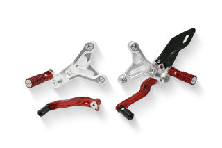 CNC Racing MV Agusta Brutale Rider Rearsets, Silver and Red - LOPE229RS