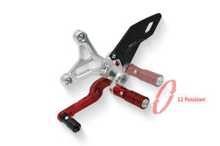 CNC Racing Adjustable MV Agusta Rearsets, Silver and Red - LOPE228RS